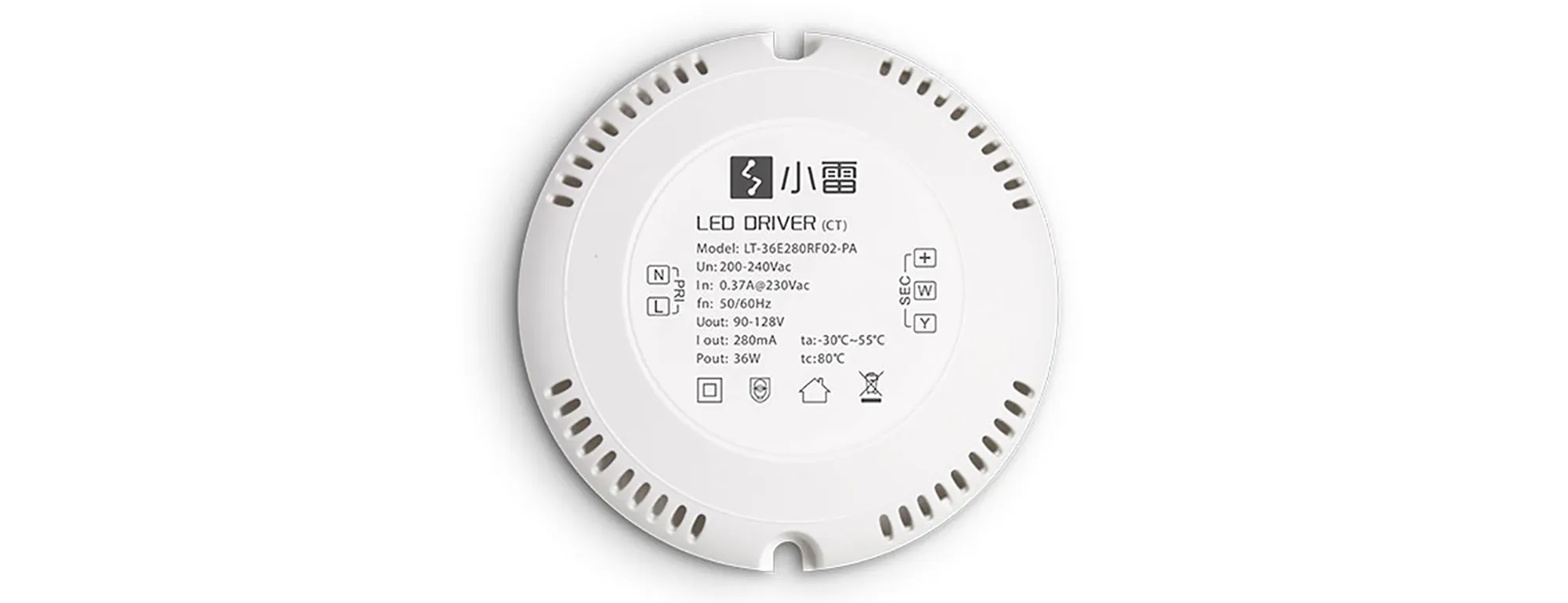 Ltech Smart Home CC CT Wireless Dimmable LED Driver 36W 90-128Vdc/280mA. 0-100% CT dimming level, Support Gate way, Panel, Remote, APP Dimming, IP20. 36E280RF02-PA  LTECH Wireless Receiver